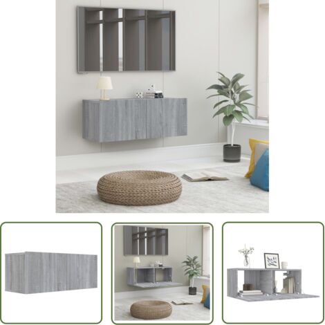 Furniture Limited - Meuble TV sonoma gris 80x30x30 cm bois