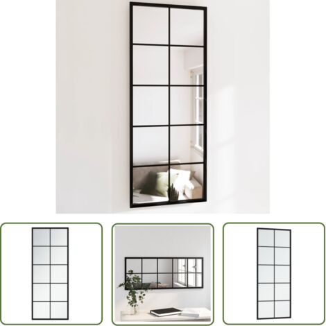 Furniture Limited - Miroir mural noir 100x40 cm métal