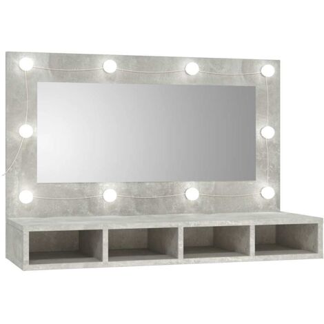 Furniture Limited - Mobile a Specchio con LED Grigio Cemento