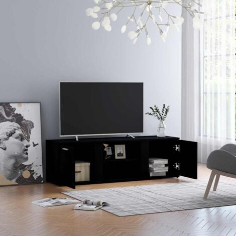 Furniture Limited - Mobile Porta TV Nero 120x34x37 cm in Legno