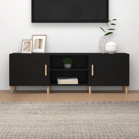 Furniture Limited - Mobile Porta TV Nero 150x30x50 cm in Legno