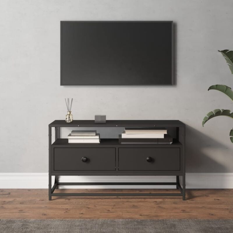 Furniture Limited - Mobile Porta tv Nero 80x35x45 cm in Legno