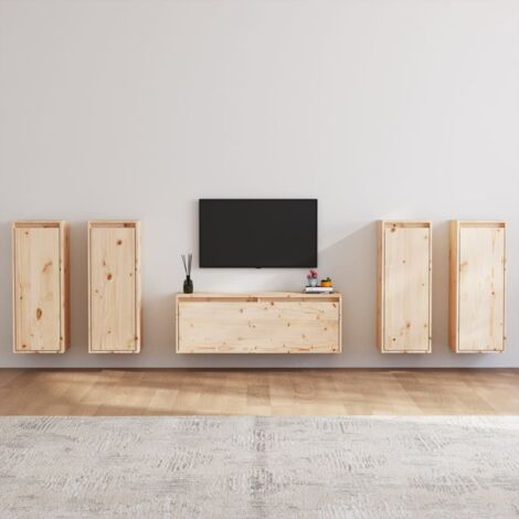 Furniture Limited - Mobili Porta TV 5 pz in Legno Massello di