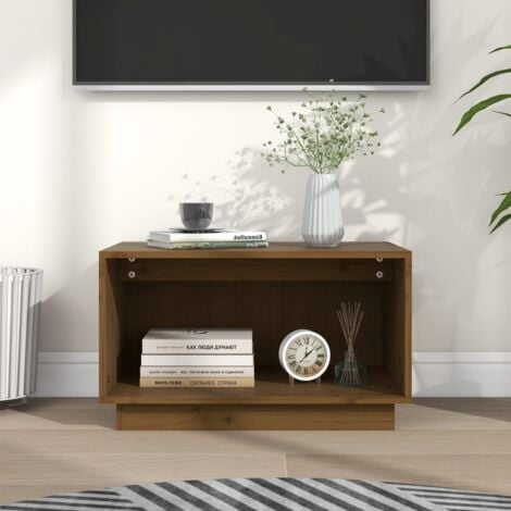 Furniture Limited - Mueble de TV madera maciza de pino marrón