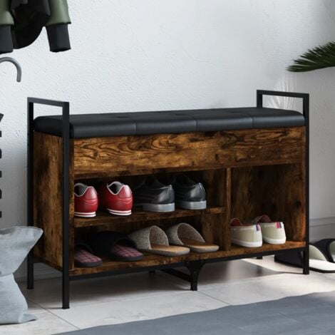 Furniture Limited - Panca Porta Scarpe Rovere Fumo 85,5x32x57,5