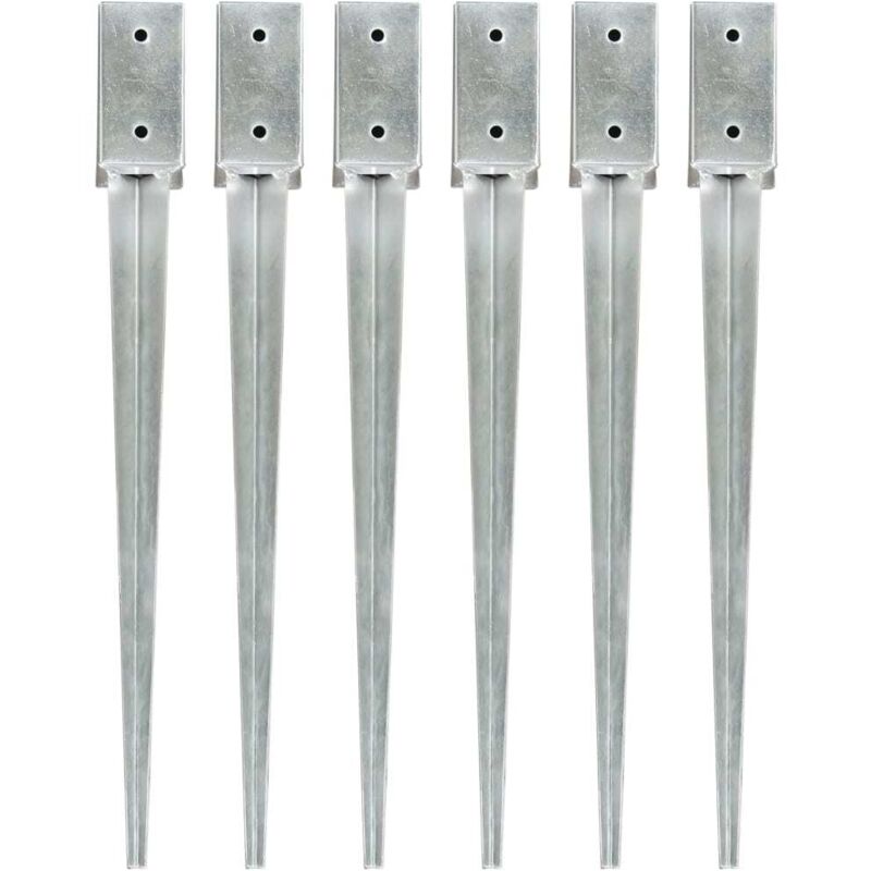 Furniture Limited - Piquets au sol 6 pcs Argenté 7x7x75 cm Acier