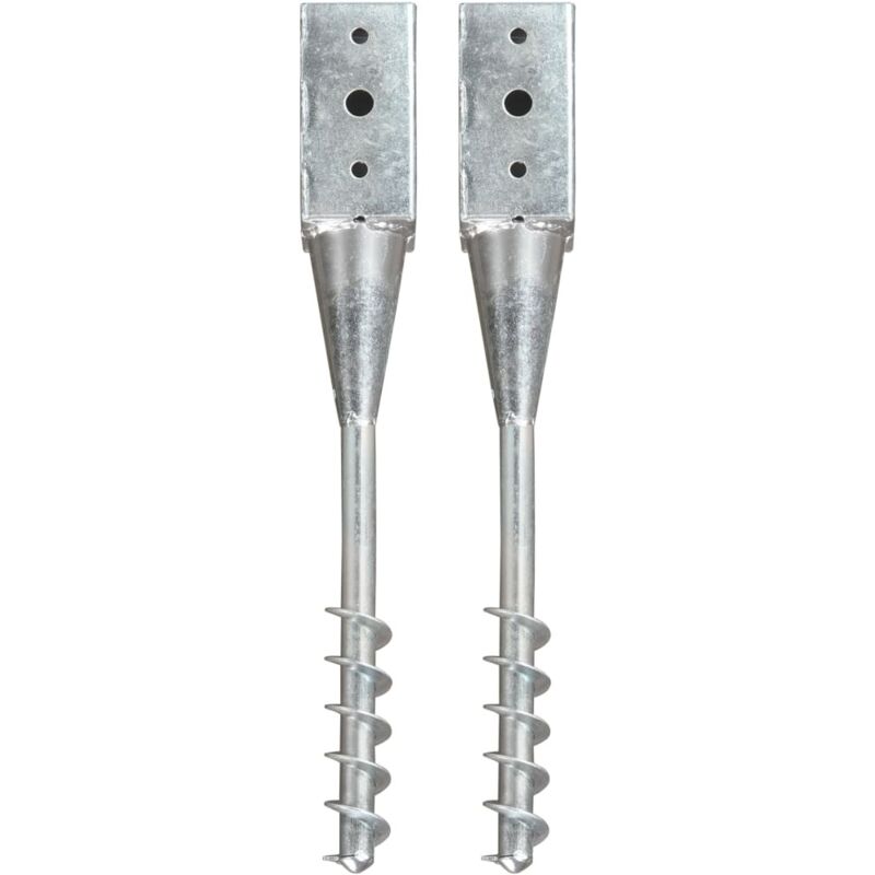 Furniture Limited - Piquets au sol 2 pcs Argenté 7x7x56 cm Acier