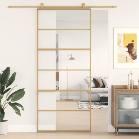 Furniture Limited - Porta Scorrevole Dorata 90x205 Vetro
