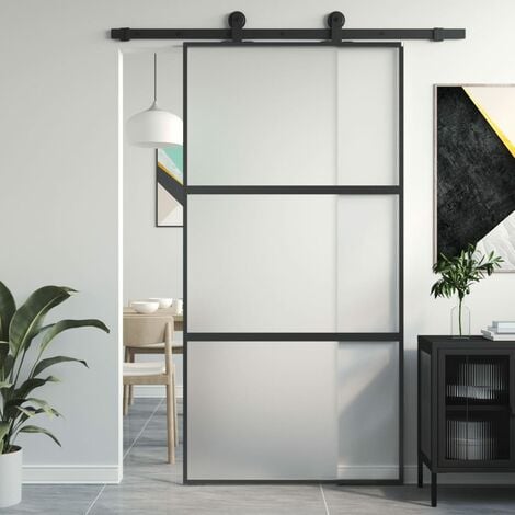 PROLENTA PREMIUM Furniture Limited - Porte coulissante noir 102,5x205 cm verre