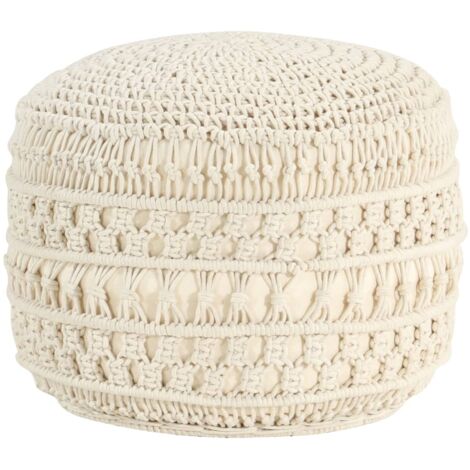 Furniture Limited - Pouf Lavorato a Mano in Macramé 45x30 cm in