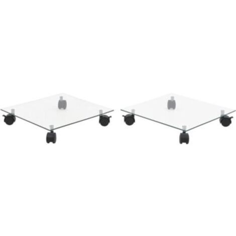 Furniture Limited – Quadratischer Pflanzenständer, 2-teilig, gehärtetes Glas