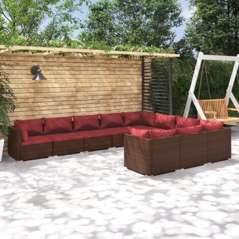 Furniture Limited - Salon de jardin 10 pcs avec coussins Résine