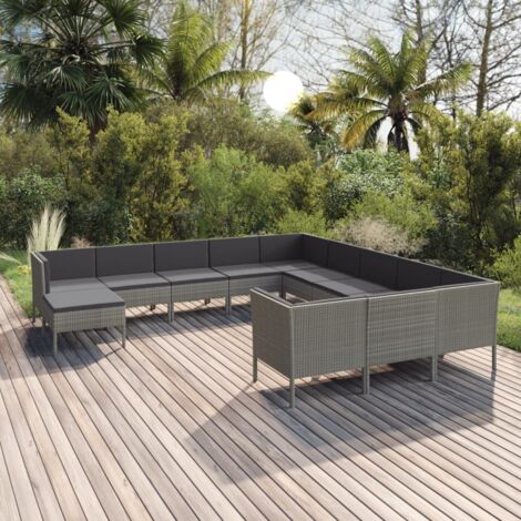 Furniture Limited - Salon de jardin 12 pcs avec coussins Résine t