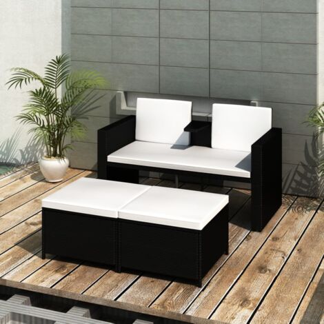 Furniture Limited - Salon de jardin 4 pcs avec coussins Résine tr