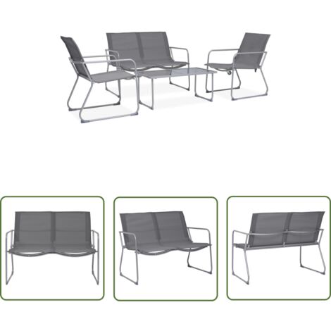 Furniture Limited - Salon de jardin 4 pcs Tissu et acier Gris
