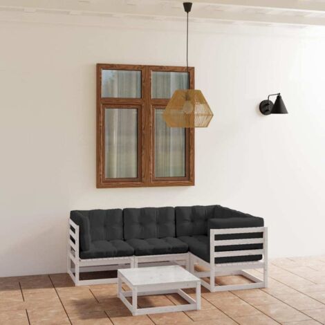 Furniture Limited - Salon de jardin 5 pcs avec coussins Bois de p
