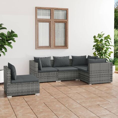 Furniture Limited - Salon de jardin 5 pcs avec coussins Résine tr