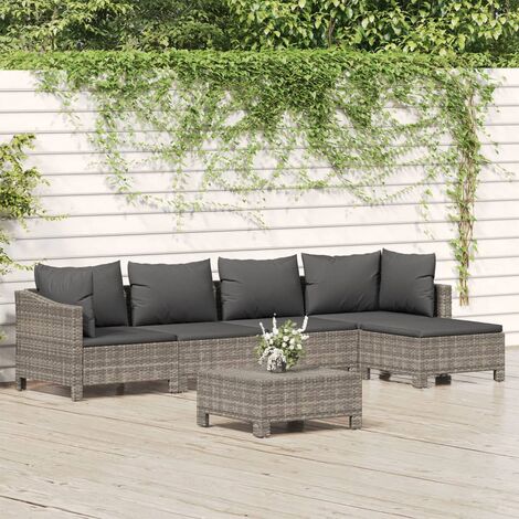 Furniture Limited - Salon de jardin 6 pcs avec coussins Gris Rési