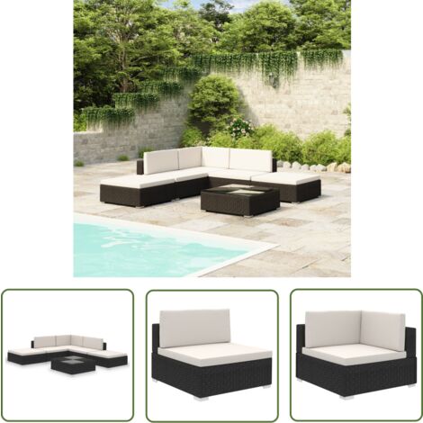 Furniture Limited - Salon de jardin 6 pcs avec coussins Résine