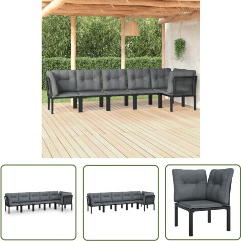 Furniture Limited - Salon de jardin 6 pcs noir et gris résine tre