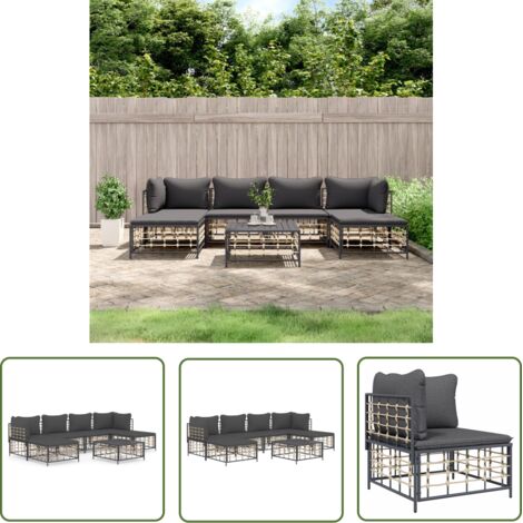 Furniture Limited - Salon de jardin 7 pcs avec coussins anthracit