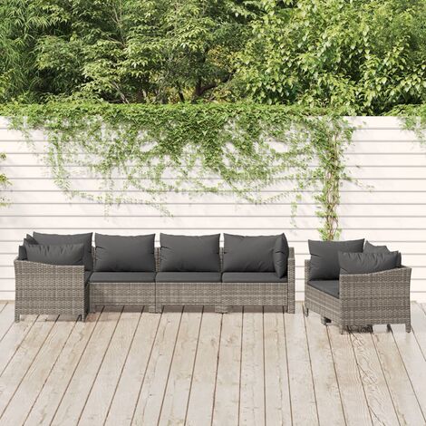 Furniture Limited - Salon de jardin 7 pcs avec coussins Gris Rési