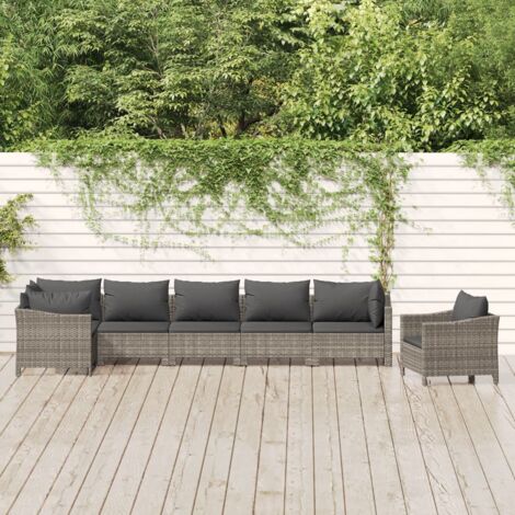 Furniture Limited - Salon de jardin 7 pcs avec coussins Gris Rési