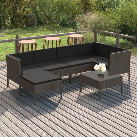 Furniture Limited - Salon de jardin 7 pcs avec coussins résine tr