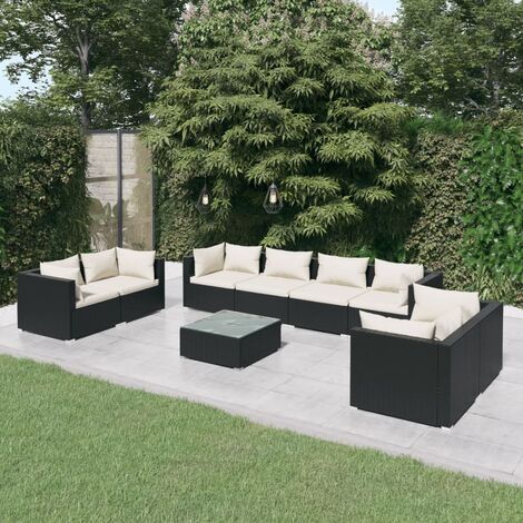 Furniture Limited - Salon de jardin 9 pcs avec coussins Résine tr