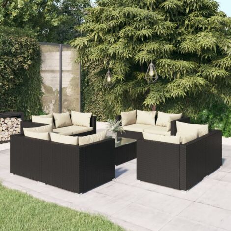 Furniture Limited - Salon de jardin 9 pcs avec coussins Résine tr