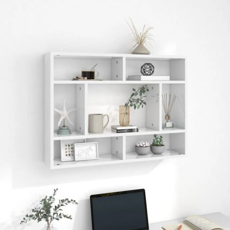 Furniture Limited - Scaffale a Parete Bianco Lucido 75x16x55 cm