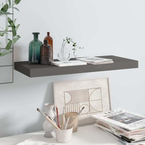 Furniture Limited - Scaffale a Parete Grigio Lucido 60x23,5x3,8