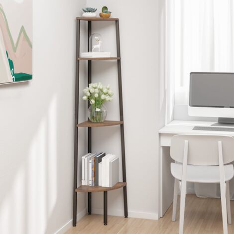 Furniture Limited - Scaffale Angolare 4 Livelli Marrone Scuro