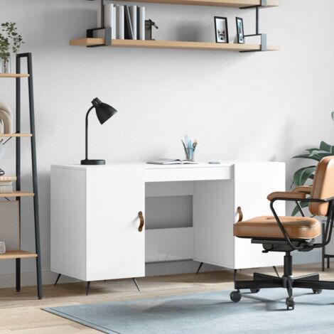 Furniture Limited - Scrivania Bianco Lucido 140x50x75 cm in Legno
