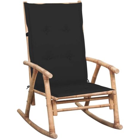 Furniture Limited - Sedia a Dondolo con Cuscino in Bambù