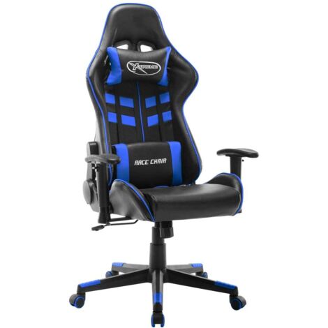 Furniture Limited - Sedia da Gaming Blu e Nera in Similpelle