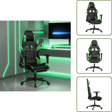 Furniture Limited - Sedia da Gaming con Poggiapiedi Nero e Verde