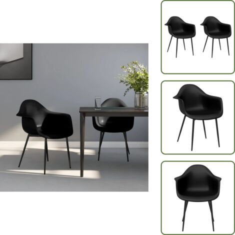 Furniture Limited - Sedie da Pranzo 2 pz Nere in PP