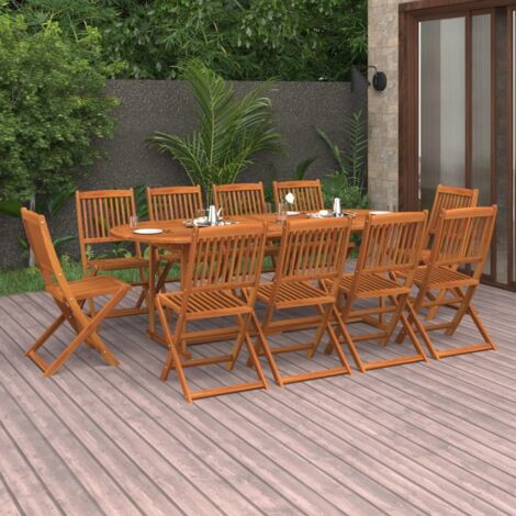 Furniture Limited - Set comedor de jardín 11piezas madera maciza