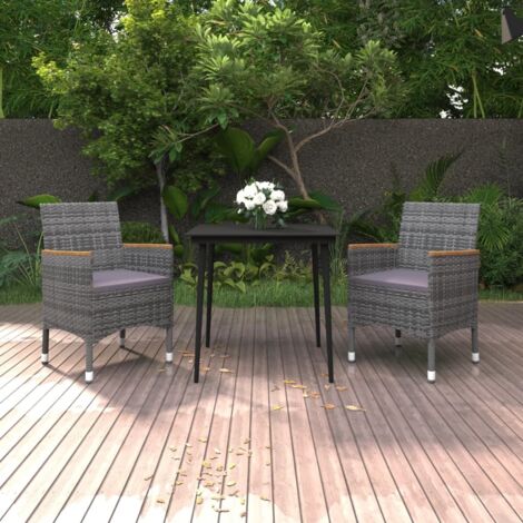 Furniture Limited - Set comedor de jardín 3 pzas y cojines ratán