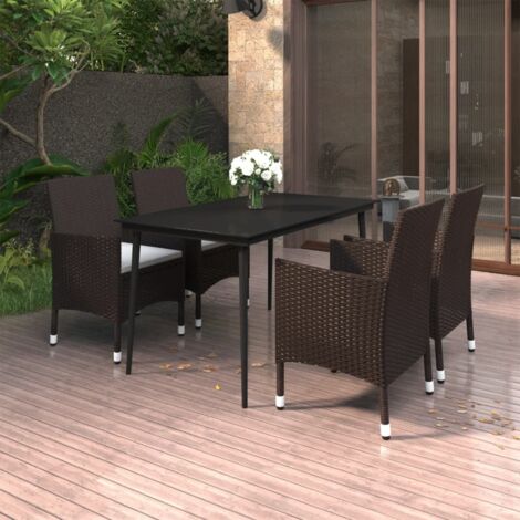 Furniture Limited - Set comedor de jardín 5 pzas y cojines ratán