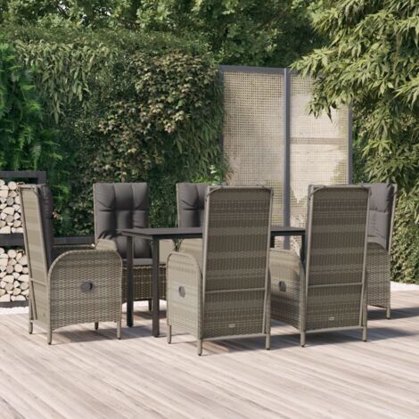 Furniture Limited - Set comedor jardín 7 pzas y cojines ratán