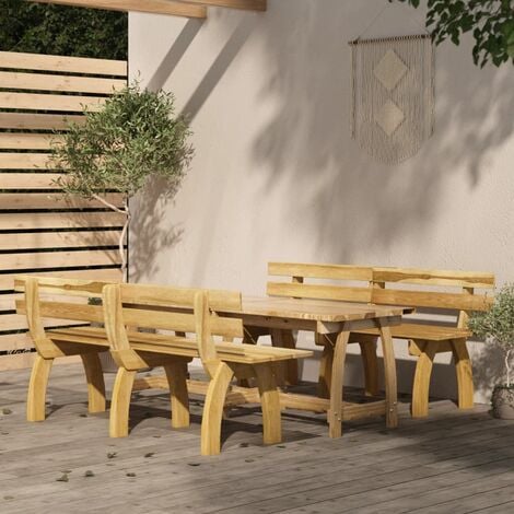 Furniture Limited - Set da Pranzo da Giardino 3 pz in Legno di