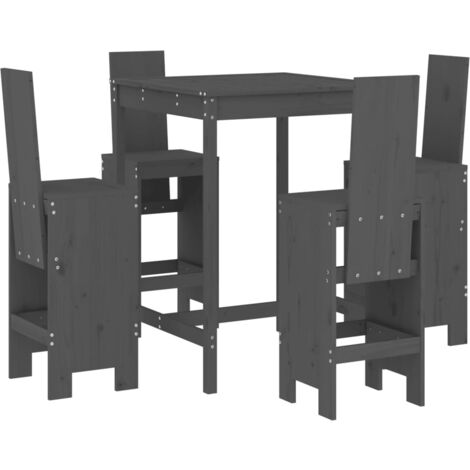 Furniture Limited - Set de mesa y taburetes altos jardín 5 piezas