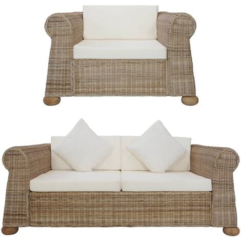 Furniture Limited - Set di Divani 2 pz con Cuscini in Rattan