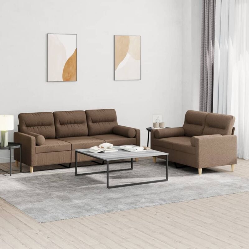 Image of Prolenta Premium - Furniture Limited - Set di Divani 2 pz con Cuscini Marrone in - Bruin