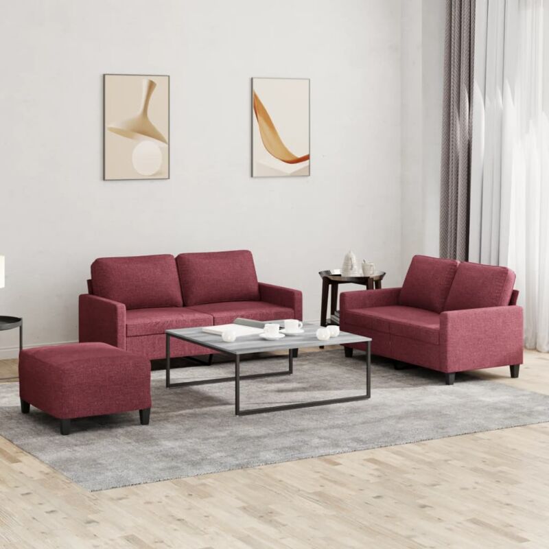 Image of Furniture Limited - Set di Divani 3 pz con Cuscini Rosso Vino in - Rood