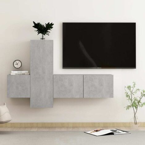 Furniture Limited - Set di Mobili Porta TV 3 pz Grigio Cemento in