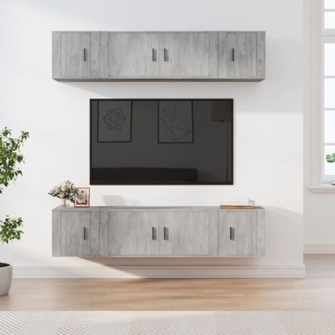 Furniture Limited - Set di Mobili Porta TV 6 pz Grigio Cemento in