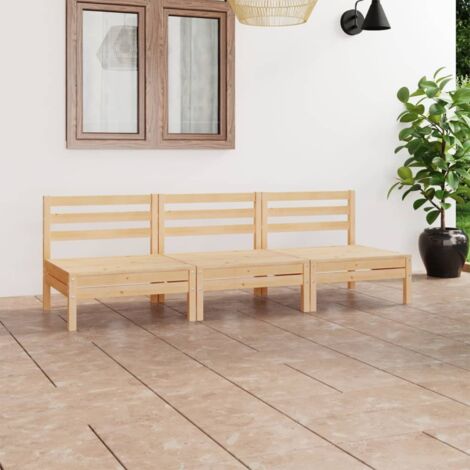 Furniture Limited - Set Divani da Giardino 3 pz in Legno Massello